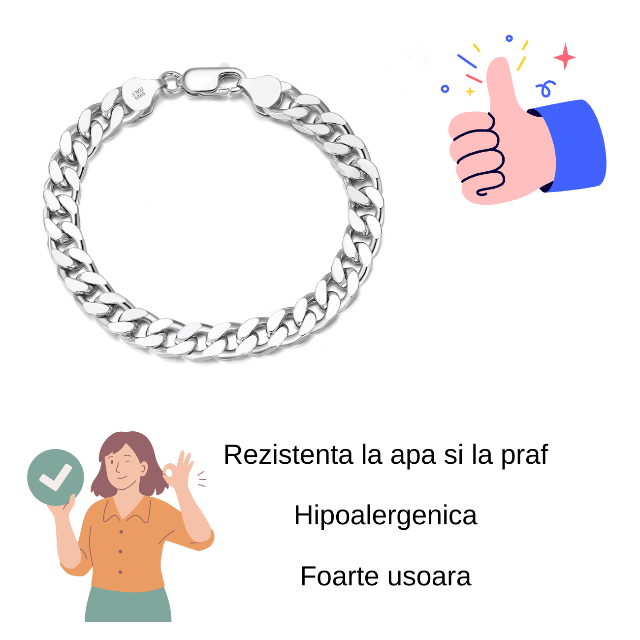 Bratara de argint unisex